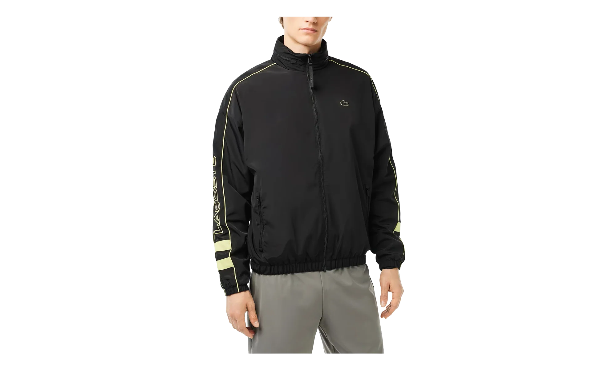 Contrast Water Resistant Zipped Taffeta Jacket "Black / Yellow" BH1607 6TV - Image 3
